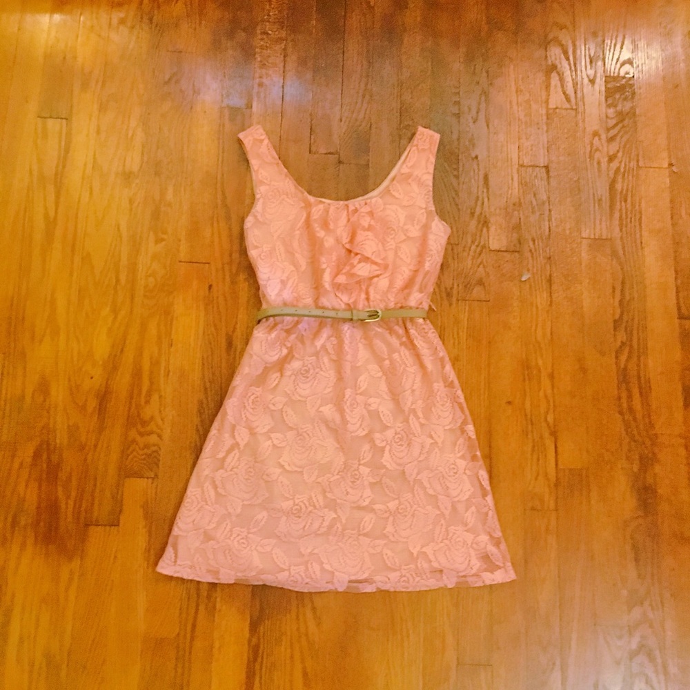 Coral Lace Dress - Size Small